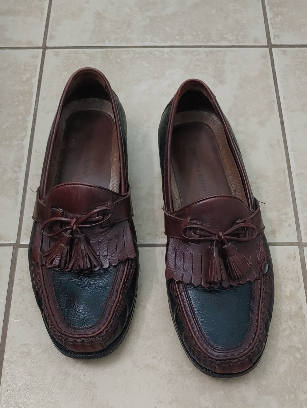 Johnston & Murphy Leather Loafers Men's 12 Aragon II Tassel Two-Tone Dress Shoes